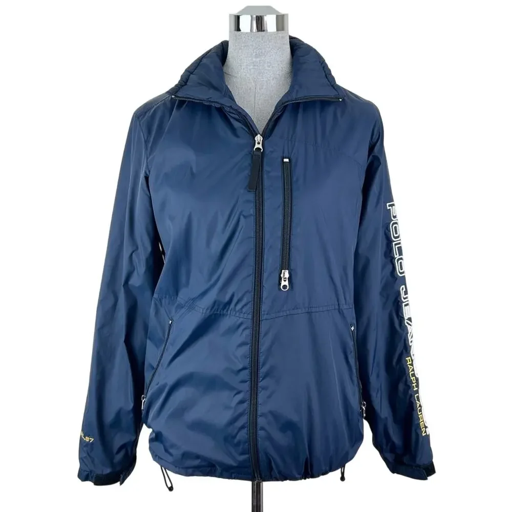 Ralph Lauren Polo Jeans Vintage Windbreaker Fleece Lined‎ Spell Out Sleeve As-is